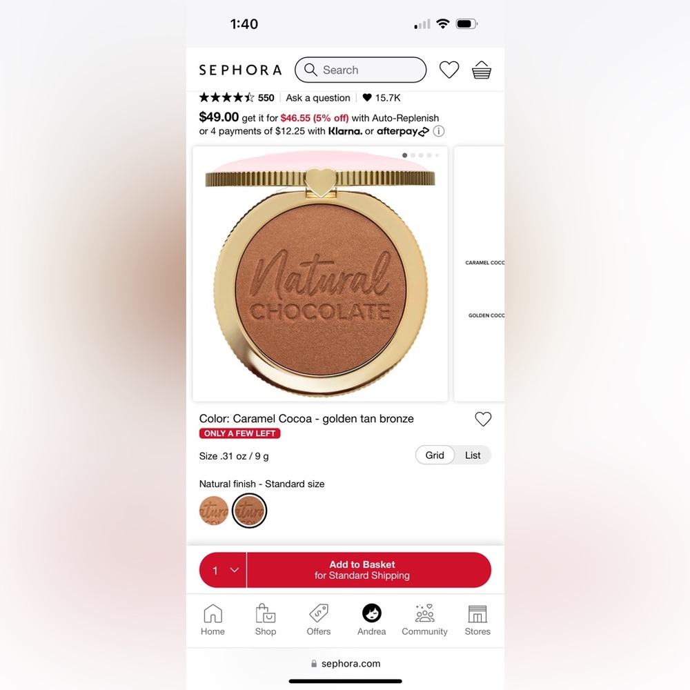 Brand New Too faced women’s bronzer in caramel cocoa
